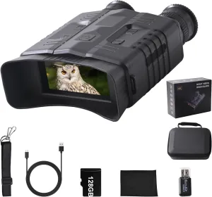Night Vision Goggles - 4K Night Vision Binoculars for Adults,10X Digital Zoom, 3.2'' Large Screen Binoculars can Save Photo and Video with 128GB Memory Card (Pro-N031)