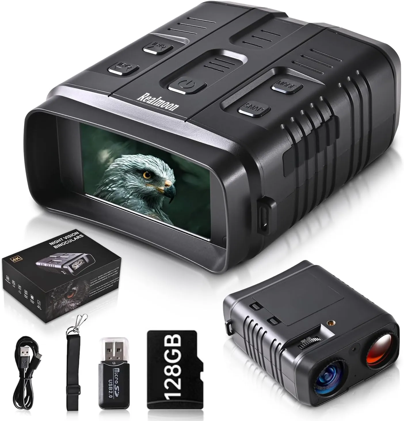 Night Vision Goggles 4K Night Vision Binoculars for Adults,10X Digital Zoom, 3''Large Screen Binoculars can Save Photo and Video with 128GB Memory Card & Rechargeable Lithium Battery