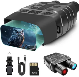 Night Vision Goggles Infrared Digital Binoculars for Adults Camping Gear Thermal Scope Mens Hunting Gifts 7 Gears IR with Photo and 1080p Video Storage with 32GB Memory Card