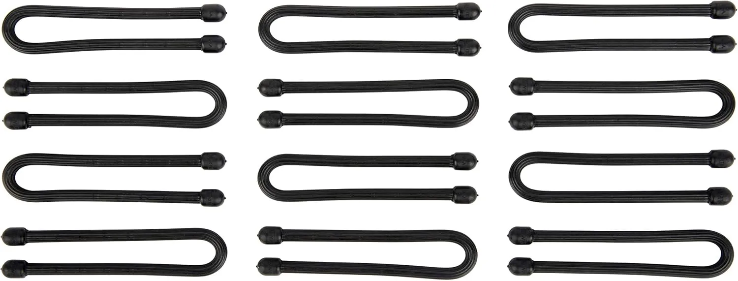 Nite Ize Original Gear Tie - 6-Inch Reusable Rubber Twist Tie - Reusable Gear Ties - Electric Cord Organizers - Twist Ties for Cords - Reusable Zip Ties - Black, 6-Inch, 12 Pack