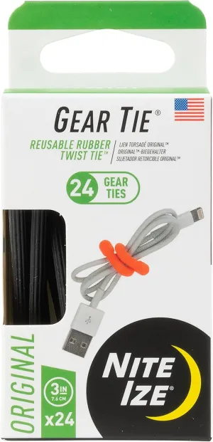 Nite Ize Original Gear Tie, Reusable Rubber Twist Tie