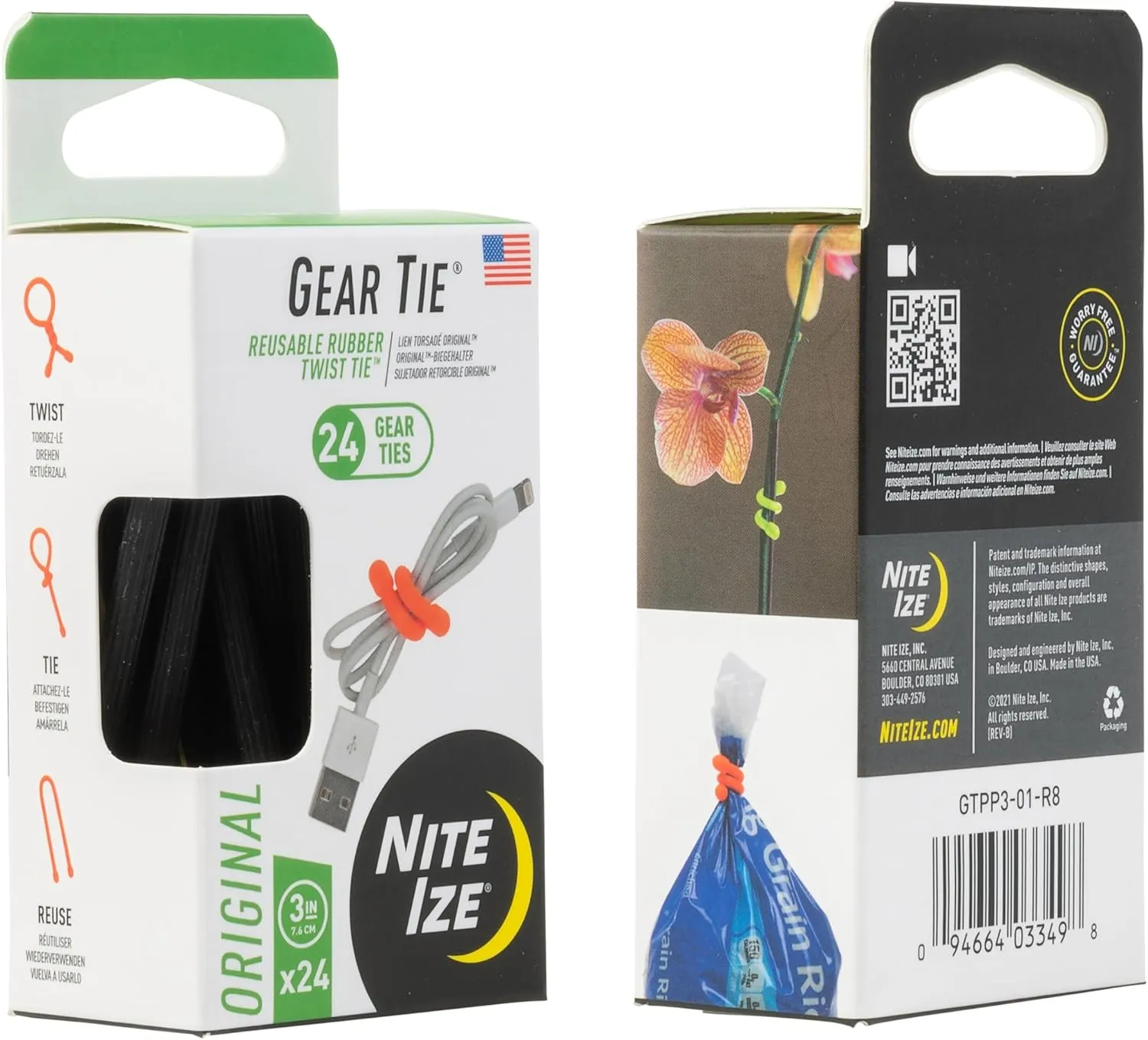 Nite Ize Original Gear Tie, Reusable Rubber Twist Tie