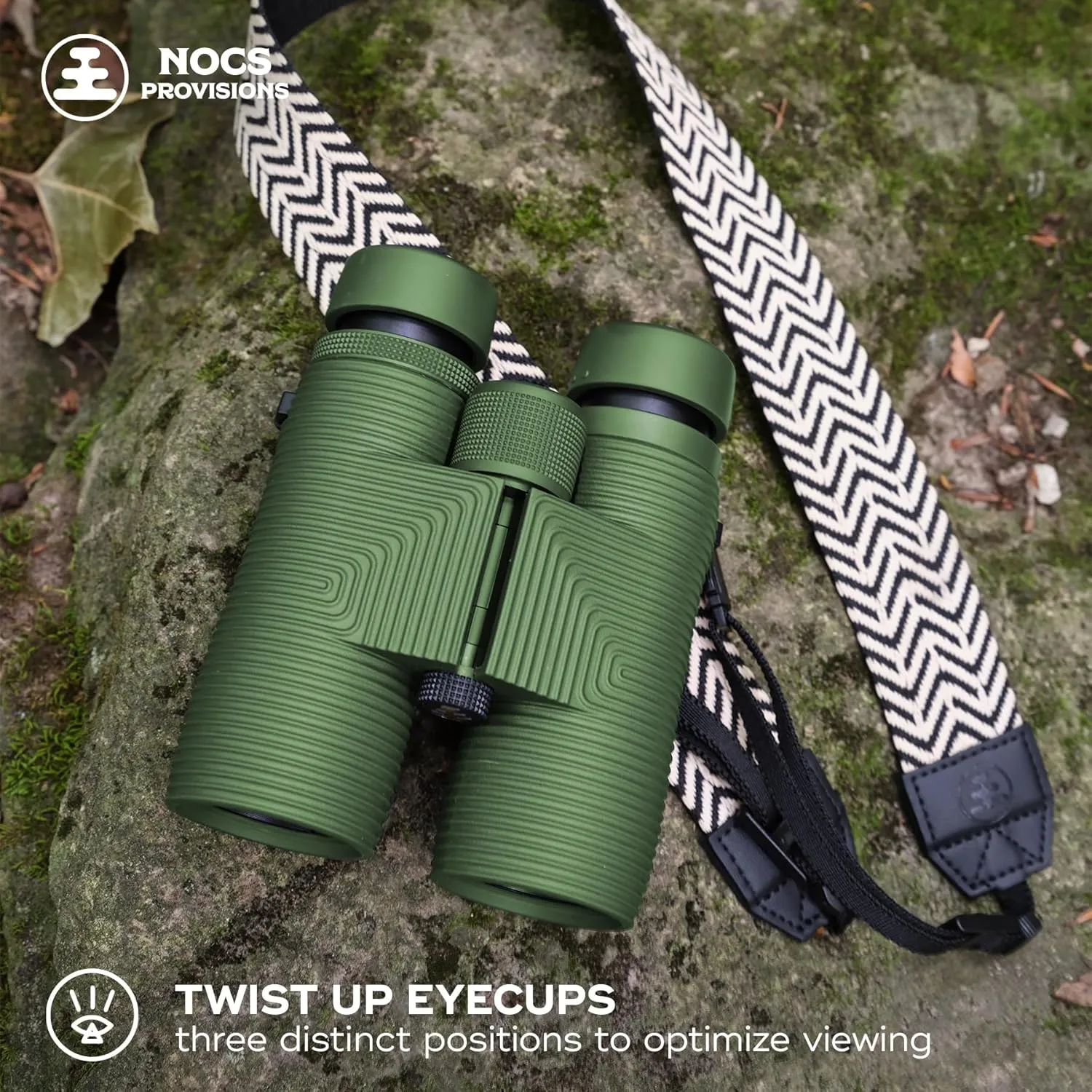 Nocs Provisions Pro Issue 8x42 Compact Fogproof Waterproof Binoculars for Adults & Kids, 8X Magnification, Wide View Multi-Coated Lenses for Bird Watching, Hunting & Stargazing - Canopy Green
