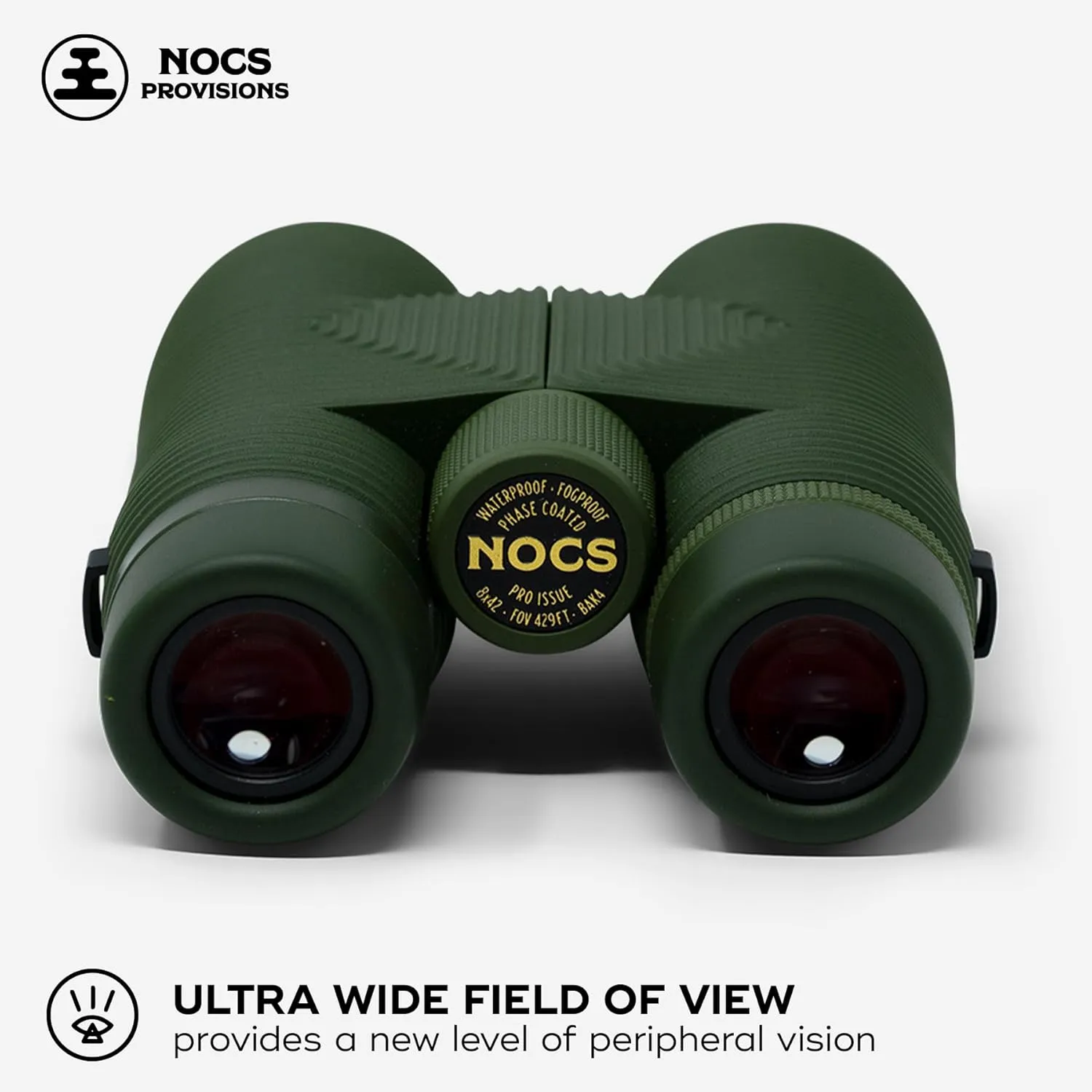 Nocs Provisions Pro Issue 8x42 Compact Fogproof Waterproof Binoculars for Adults & Kids, 8X Magnification, Wide View Multi-Coated Lenses for Bird Watching, Hunting & Stargazing - Canopy Green