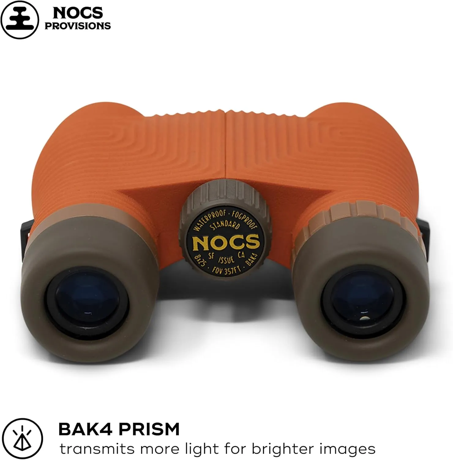 Nocs Provisions Standard Issue 8x25 Waterproof Binoculars, 8X Magnification, Bak4 Prism, Wide View Multi-Coated Lenses for Bird Watching, Hiking & Backpacking - Poppy Orange II