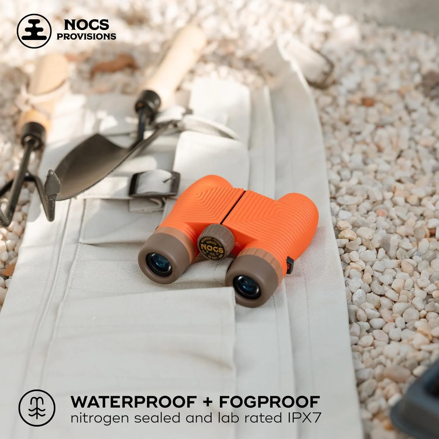 Nocs Provisions Standard Issue 8x25 Waterproof Binoculars, 8X Magnification, Bak4 Prism, Wide View Multi-Coated Lenses for Bird Watching, Hiking & Backpacking - Poppy Orange II