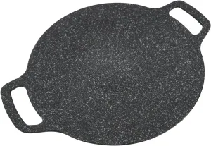 Nonstick Korean Round Grill Pan, Aluminum Korean Nonstick Burning Roasting Grilling Frying Grilling Round Grill Pan Large Weight Heat Preservation, Convenient Usage, Superior (30cm)