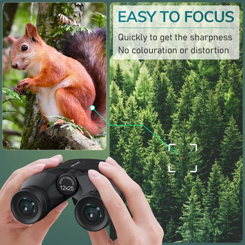 Occer 12X25 Compact Binoculars - High-Powered Bird Watching & Travel