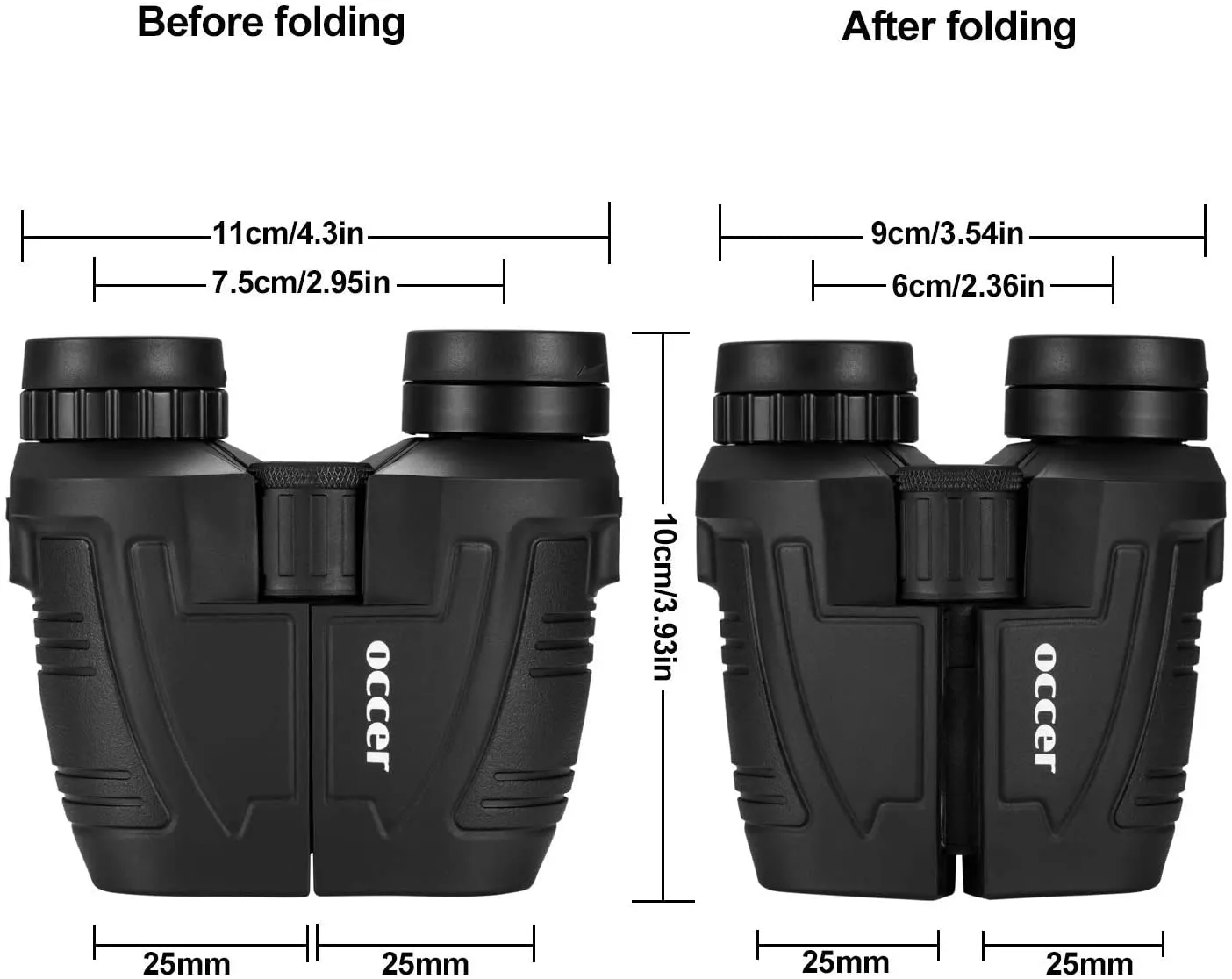 Occer 12X25 Compact Binoculars with Clear Low Light Vision, Large Eyepiece Waterproof Binocular for Adults Kids,High Power Easy Focus Binoculars for Bird Watching,Outdoor Hunting,Travel,Sightseeing