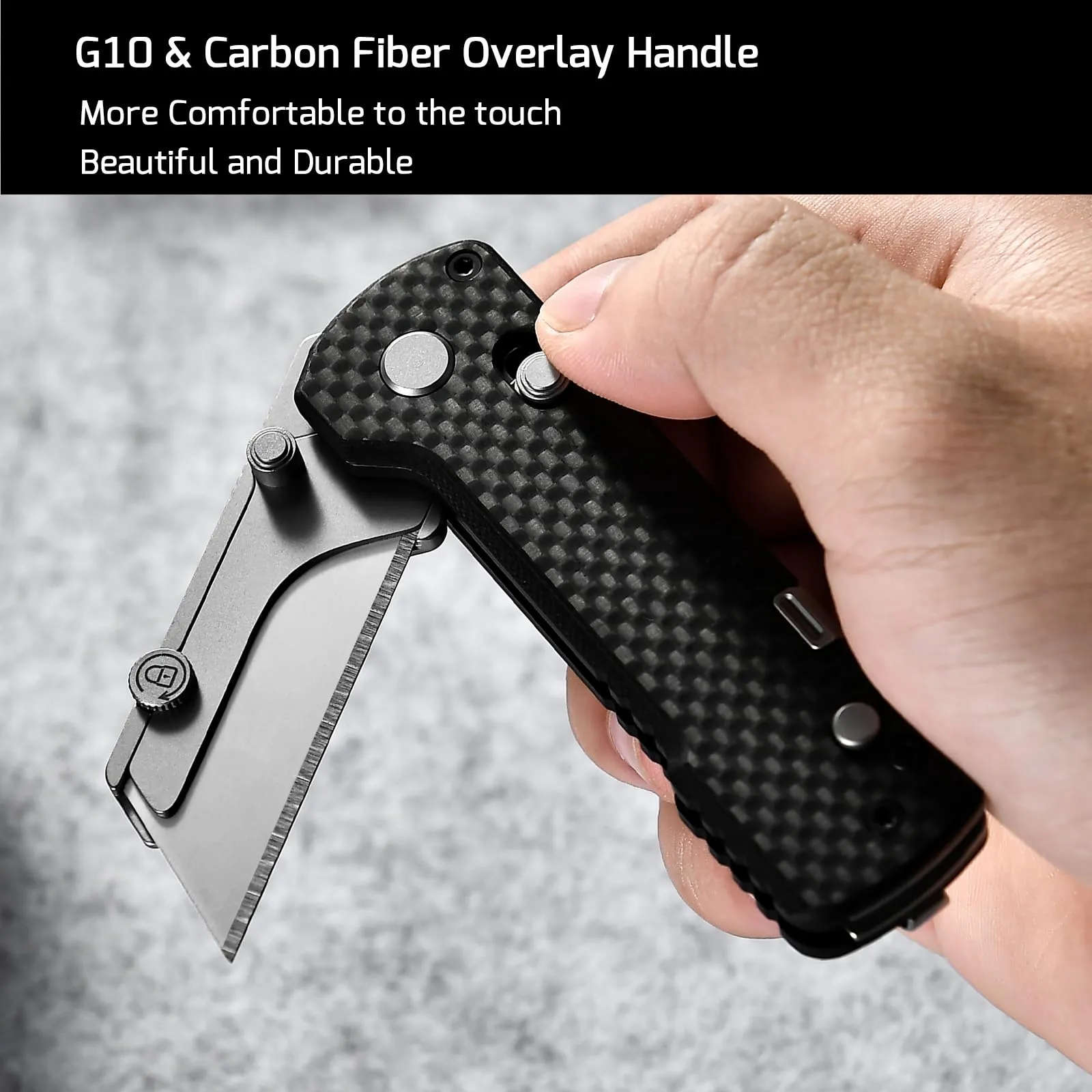 OKNIFE U1 Pro Multitool Folding Utility Knife with Folding Screwdriver, Quick Change Blade, Rail Lock & Pocket Clip for Men and Women (Carbon Fiber Overlay） Carbon Fiber Black