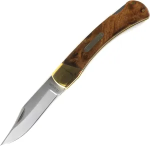 Old Timer 6OTW Golden Bear 8.7in S.S. Traditional Lockback Folding Knife with 3.9in Clip Point Blade and Wood Handle for Outdoor, Hunting, Camping and EDC,Brown