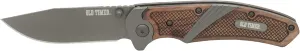 Old Timer OT Wood 7in High Carbon S.S. Spring Assisted Folding Knife with a 3in Drop Point Blade and Ironwood Handle for Outdoor