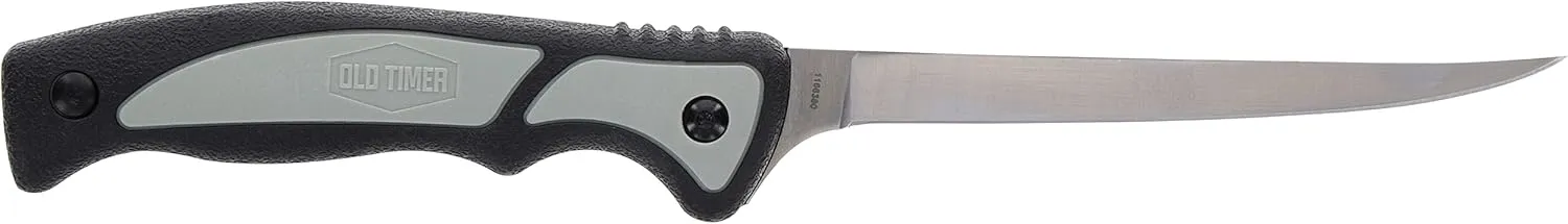 Old Timer Trail Boss Series Fixed and Folding Knives with High Carbon D2 Stainless Steel Blades, TPE Grip Handles, and Custom Molded Sheaths for Hunting, Skinning, Survival, Camping, EDC, and Outdoors