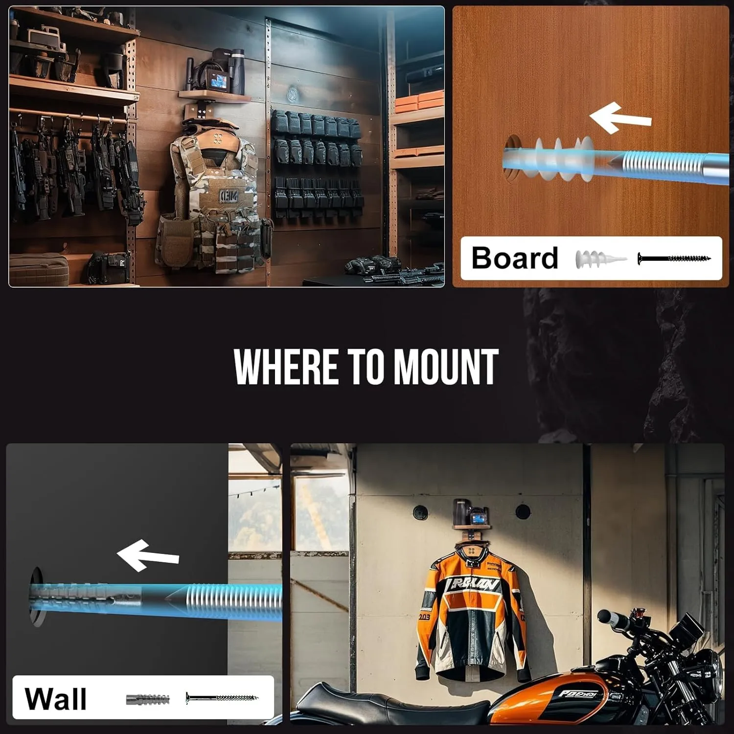 OneTigris Tactical Vest Hanger - Multipurpose Tactical Gear Wall Mount Rack, Solid Wood Plate Carrier Holder with Top Tray for Tactical Equipment Motorcycle Football Skating Gear Display & Storage