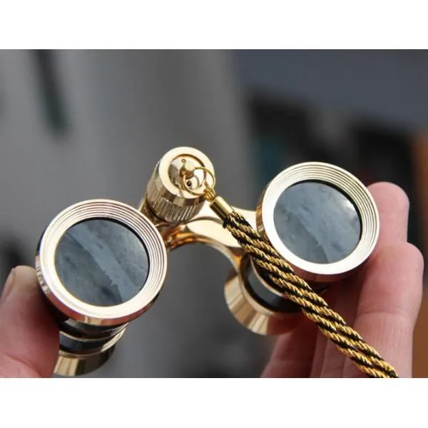 Opera Glasses Binoculars 3X25 Theater Glasses Mini Binocular Compact Lightweight with Handle for Adults Kids Women in Musical Concert (Black with Chain)