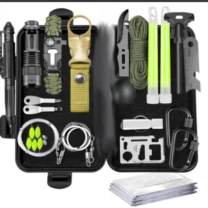 Outdoor camping emergency equipment, set camping self-rescue survival kit, vehicle emergency supplies survival kit