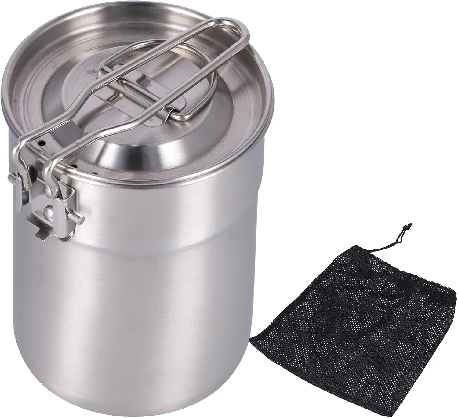 Outdoor Coffee Maker Cup 1L Camping Cooking Pot with Foldable Handle Lid for Hiking