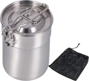Outdoor Coffee Maker Cup 1L Camping Cooking Pot with Foldable Handle Lid for Hiking