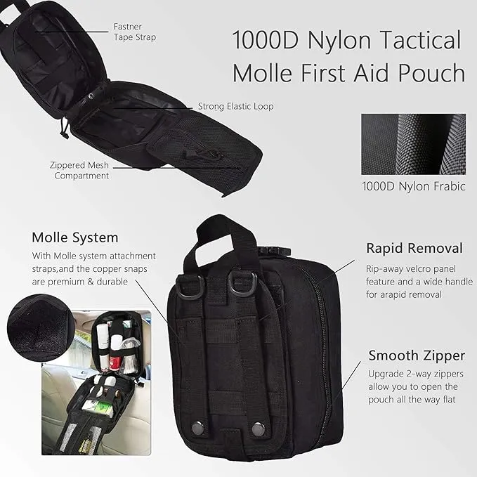 Outdoor Survival Admin Pouch Trauma IFAK Molle System Large Compatible Tactical Gear EMT