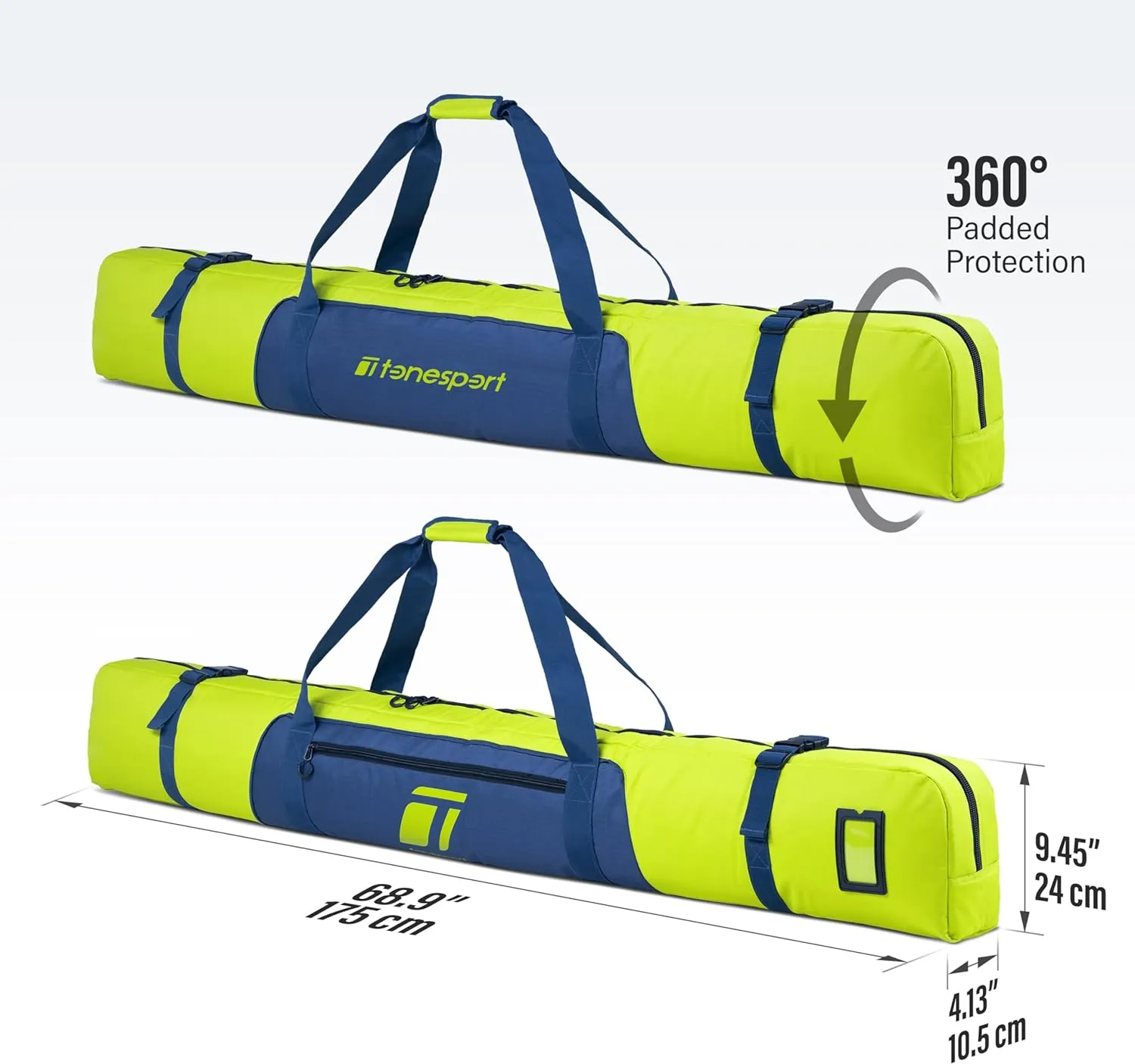 Padded Ski Bag For Air Travel - Waterproof, Up to 175 CM Skis