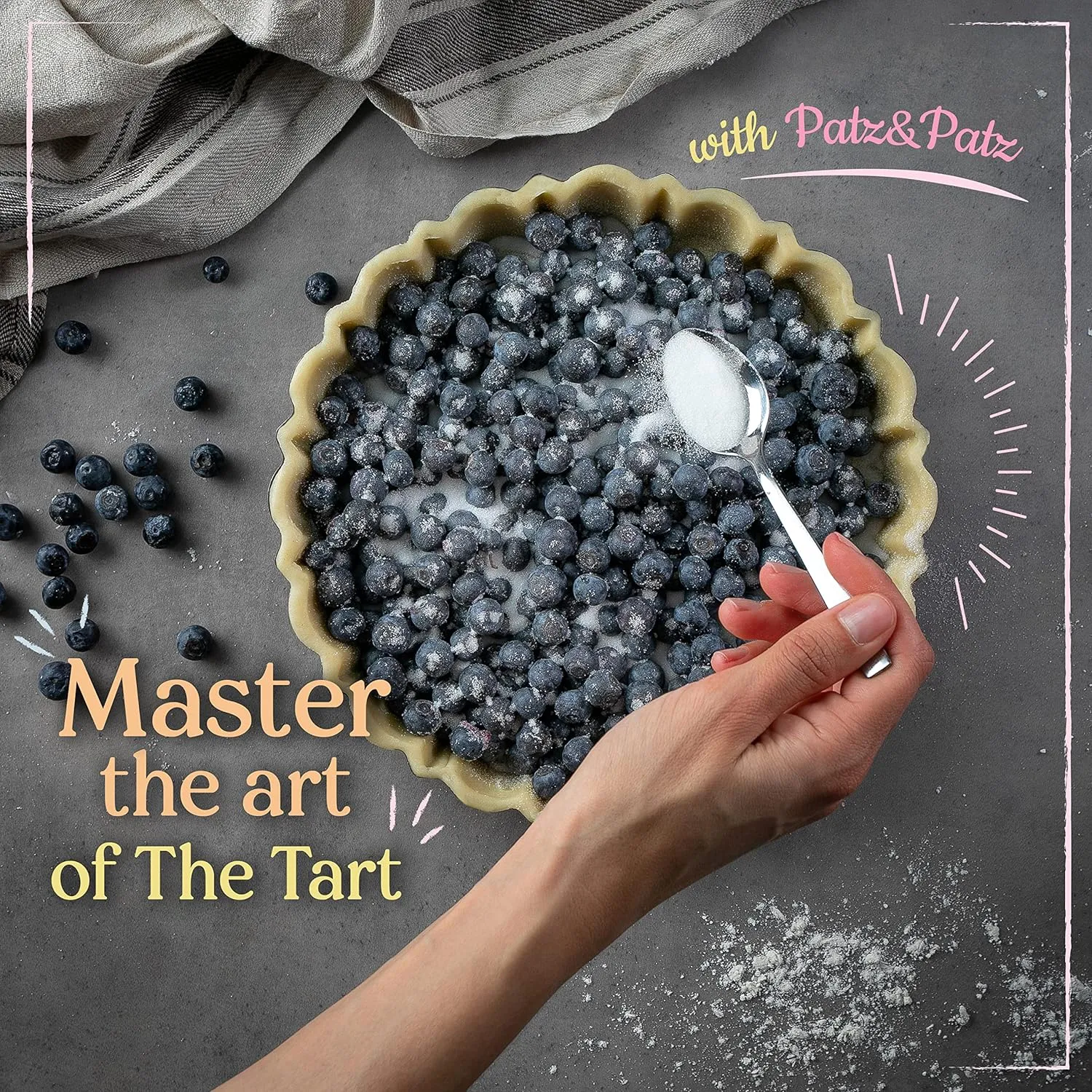 Patz&Patz Fluted Tart Pan with Removable Bottom - 9 in. Nonstick Carbon Steel pie pan With Crust Shaper Ring - for Pies, Tarts, and Quiche Baking Dish
