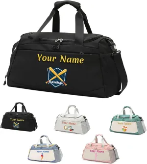 Personalized Gym Bag for Men and Women, Custom Embroidered Sport Duffel Bag, Weekend Travel Bag Overnight Bag - Add Your Text - with Wet and Dry Pockets & Shoe Compartment - Adjustable Shoulder Strap