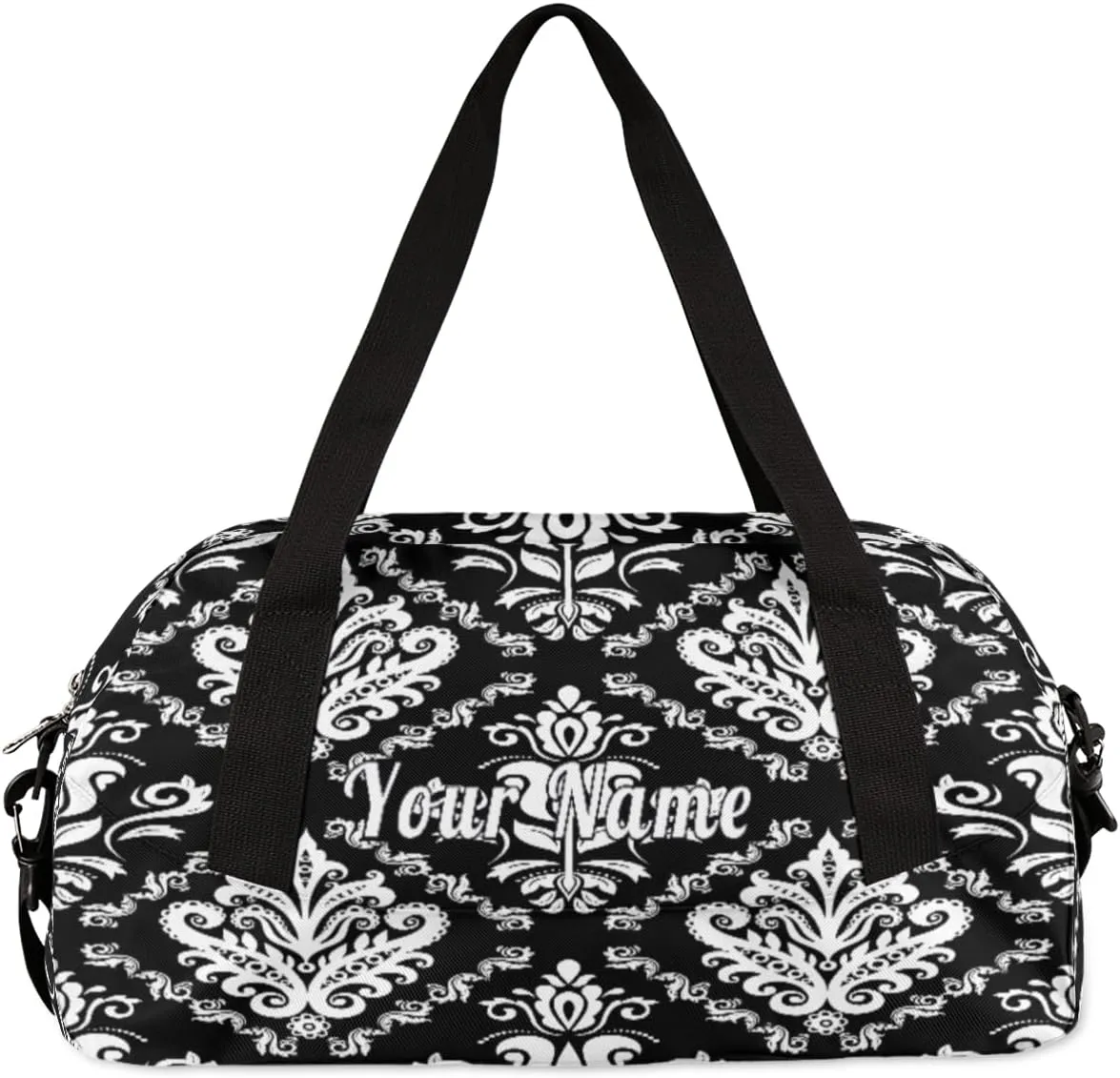 Personalized Kids Duffel Bag Ethnic Damask Flower,Custom Sport Gym Bag for Boys Girls,WWeekender Overnight Bags Travel Duffel Bag,Customized Kids Gift
