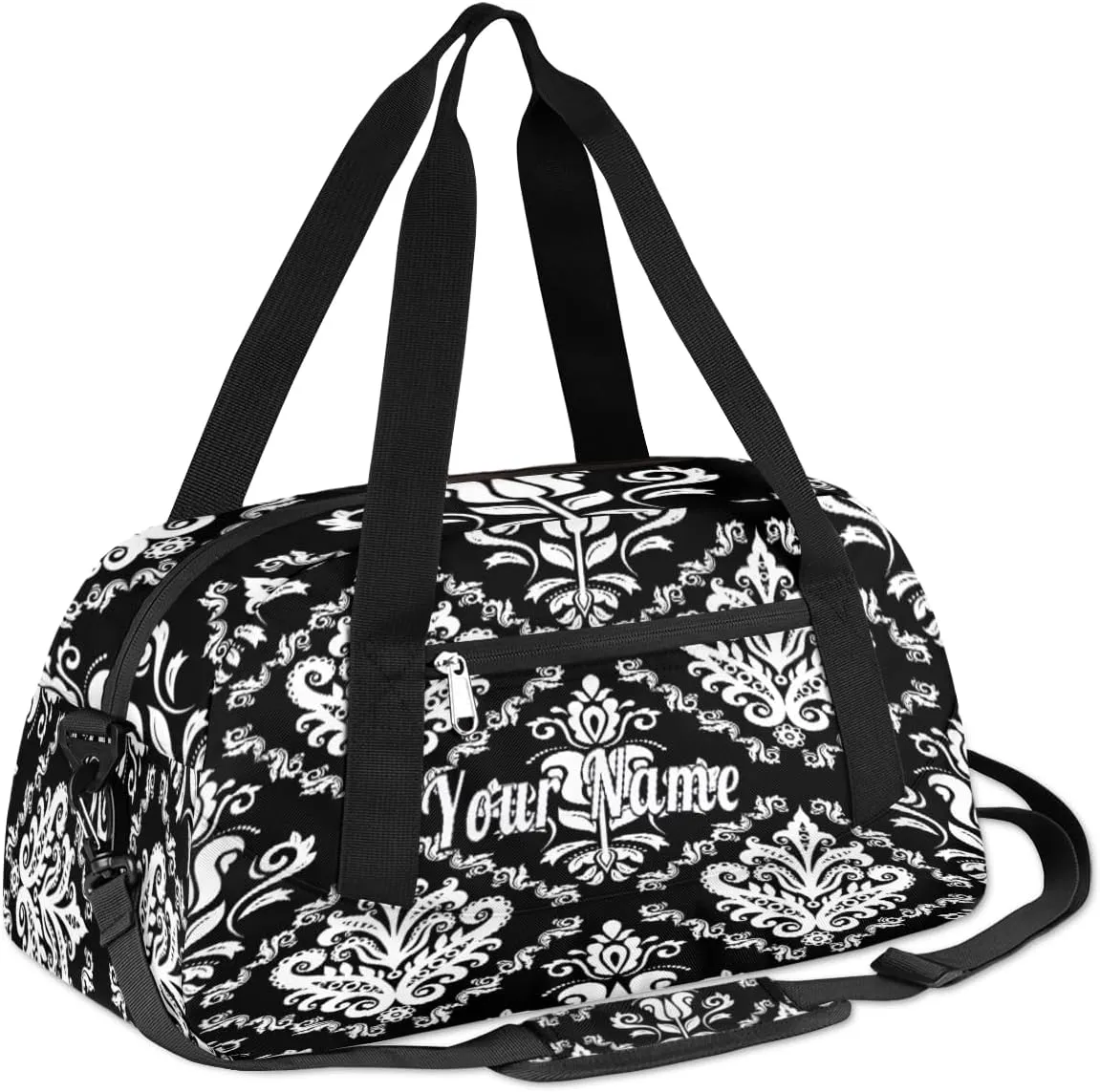 Personalized Kids Duffel Bag Ethnic Damask Flower,Custom Sport Gym Bag for Boys Girls,WWeekender Overnight Bags Travel Duffel Bag,Customized Kids Gift