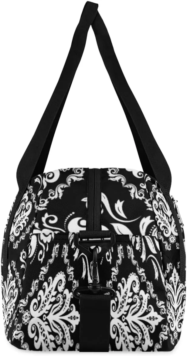 Personalized Kids Duffel Bag Ethnic Damask Flower,Custom Sport Gym Bag for Boys Girls,WWeekender Overnight Bags Travel Duffel Bag,Customized Kids Gift