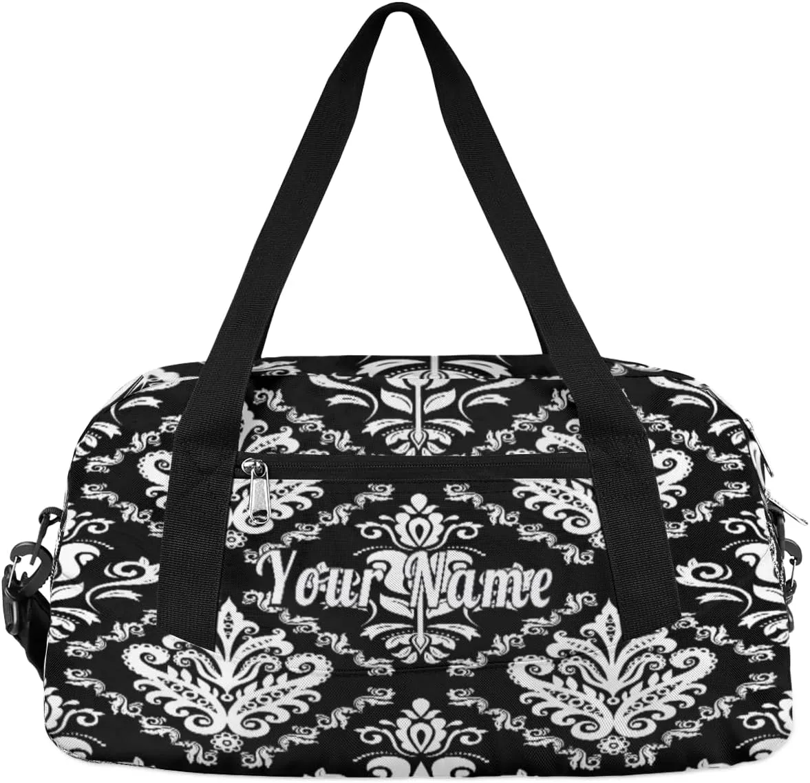 Personalized Kids Duffel Bag Ethnic Damask Flower,Custom Sport Gym Bag for Boys Girls,WWeekender Overnight Bags Travel Duffel Bag,Customized Kids Gift