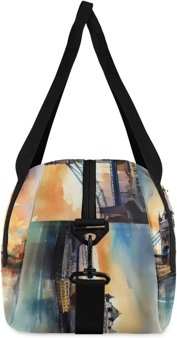 Personalized Kids Duffel Bag London Bridge,Custom Sport Gym Bag for Boys Girls,WWeekender Overnight Bags Travel Duffel Bag,Customized Kids Gift