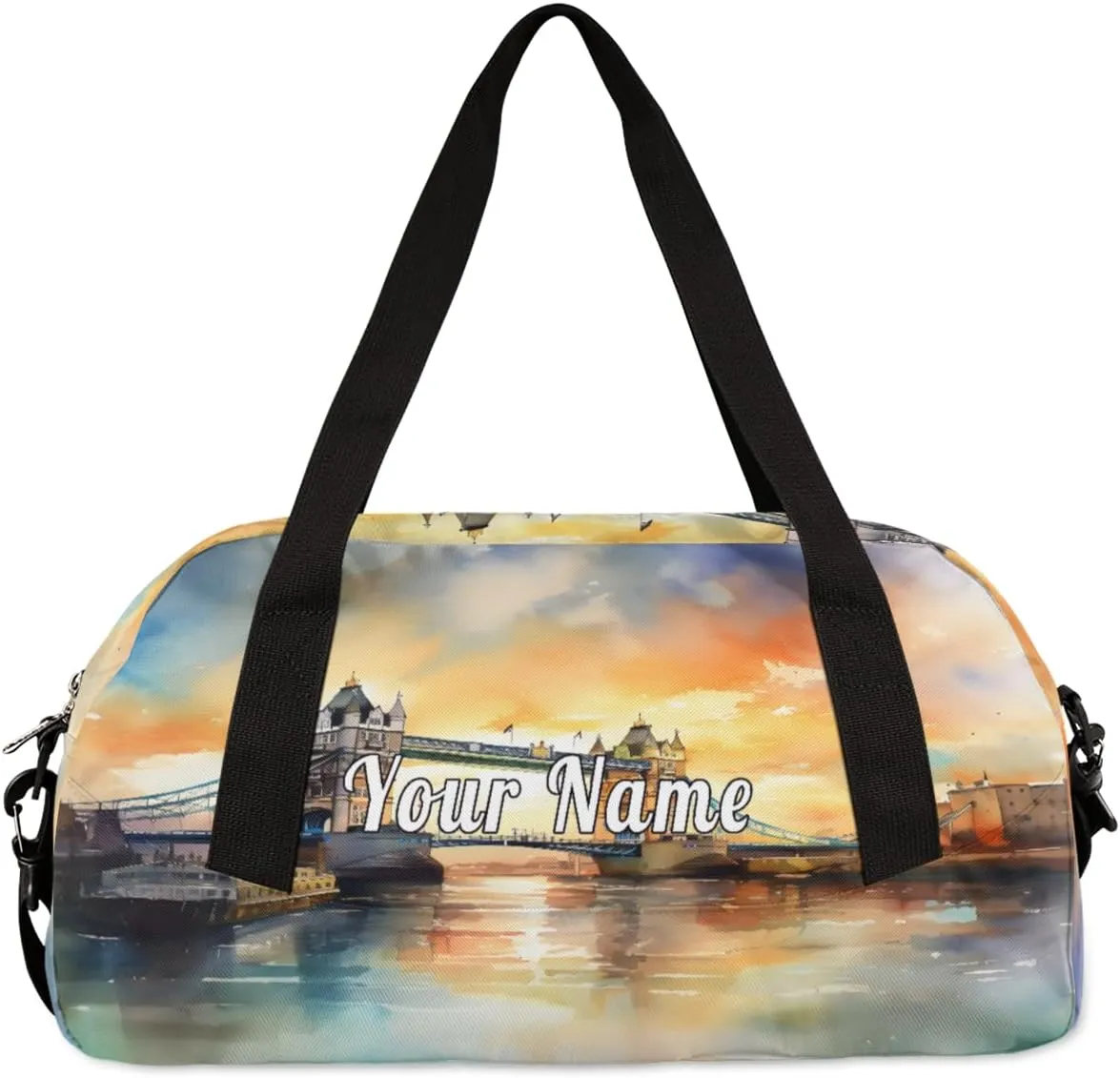 Personalized Kids Duffel Bag London Bridge,Custom Sport Gym Bag for Boys Girls,WWeekender Overnight Bags Travel Duffel Bag,Customized Kids Gift