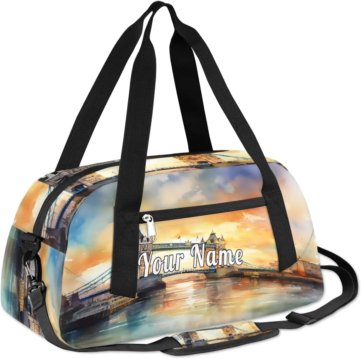 Personalized Kids Duffel Bag London Bridge,Custom Sport Gym Bag for Boys Girls,WWeekender Overnight Bags Travel Duffel Bag,Customized Kids Gift