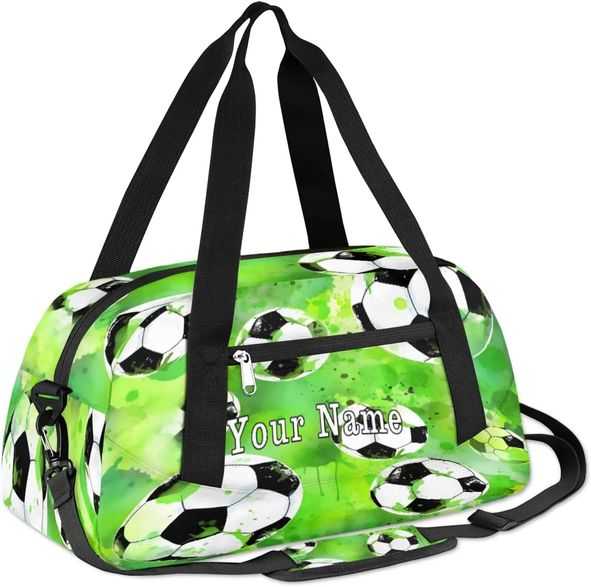 Personalized Kids Duffel Bag Watercolor Sport Football Pattern,Custom Sport Gym Bag for Boys Girls,WWeekender Overnight Bags Travel Duffel Bag,Customized Kids Gift