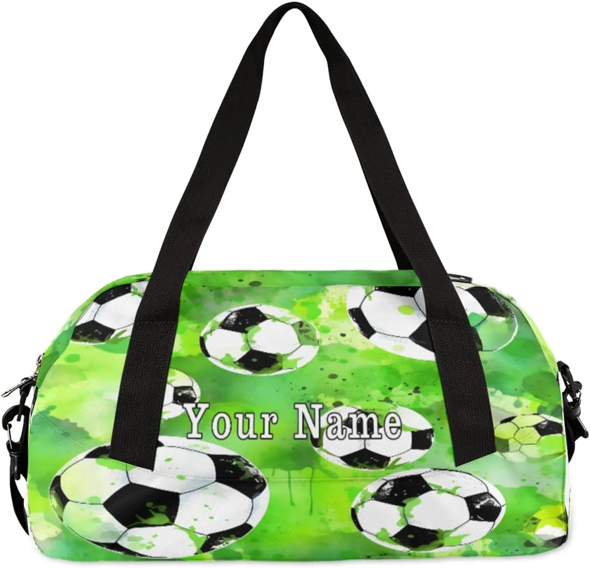 Personalized Kids Duffel Bag Watercolor Sport Football Pattern,Custom Sport Gym Bag for Boys Girls,WWeekender Overnight Bags Travel Duffel Bag,Customized Kids Gift
