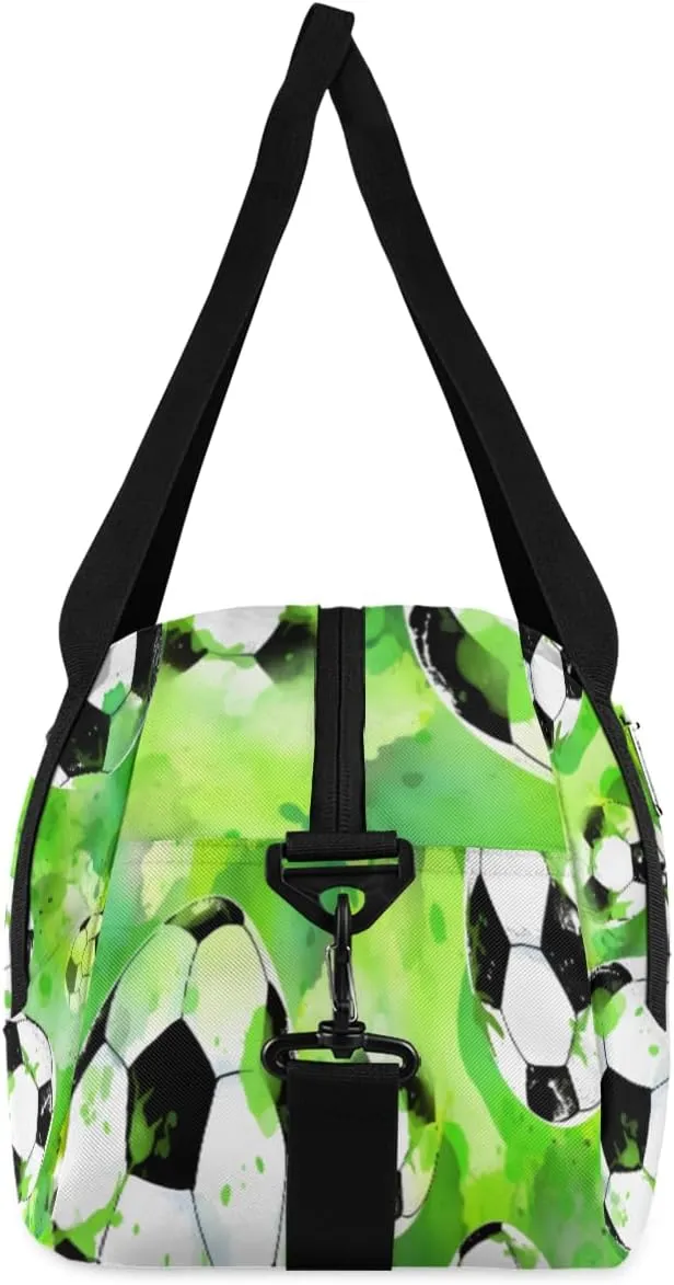Personalized Kids Duffel Bag Watercolor Sport Football Pattern,Custom Sport Gym Bag for Boys Girls,WWeekender Overnight Bags Travel Duffel Bag,Customized Kids Gift