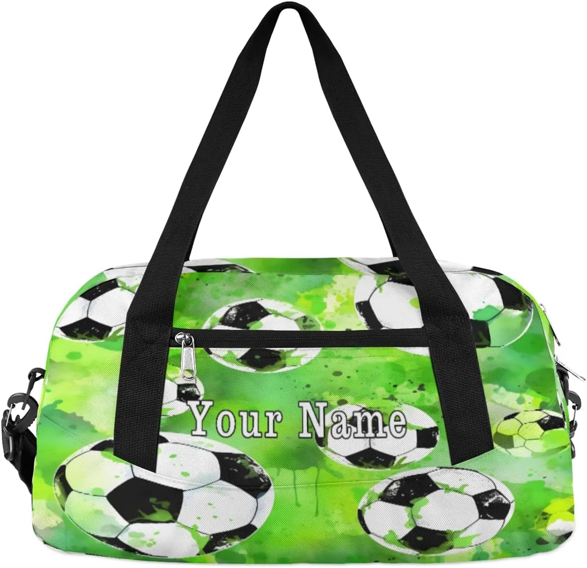 Personalized Kids Duffel Bag Watercolor Sport Football Pattern,Custom Sport Gym Bag for Boys Girls,WWeekender Overnight Bags Travel Duffel Bag,Customized Kids Gift