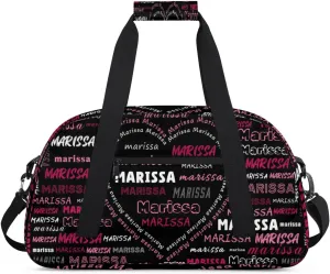 Personalized Kids Sports Duffel Bag with Name Custom Gym Dance Bag for Boys Girls Waterproof Weekender Overnight Bag for Travel Cheerleading Gymnastics Heart Black Red