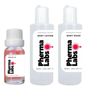 Pheromone Infused Mini Travel Kit for Women includes: Body Lotion, Body Wash and Body Oil