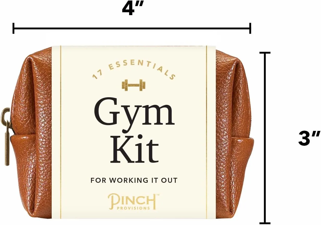 Pinch Provisions Gym Kit, Includes 15 Personal Care Essentials for Wellness & Beauty, Perfect for Gifts, Gym Bags, Duffle Bags & Lockers (Cognac)