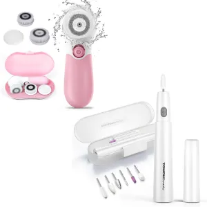 Pink Face Scrubber Set Bundled with Electric Nail Drill Set