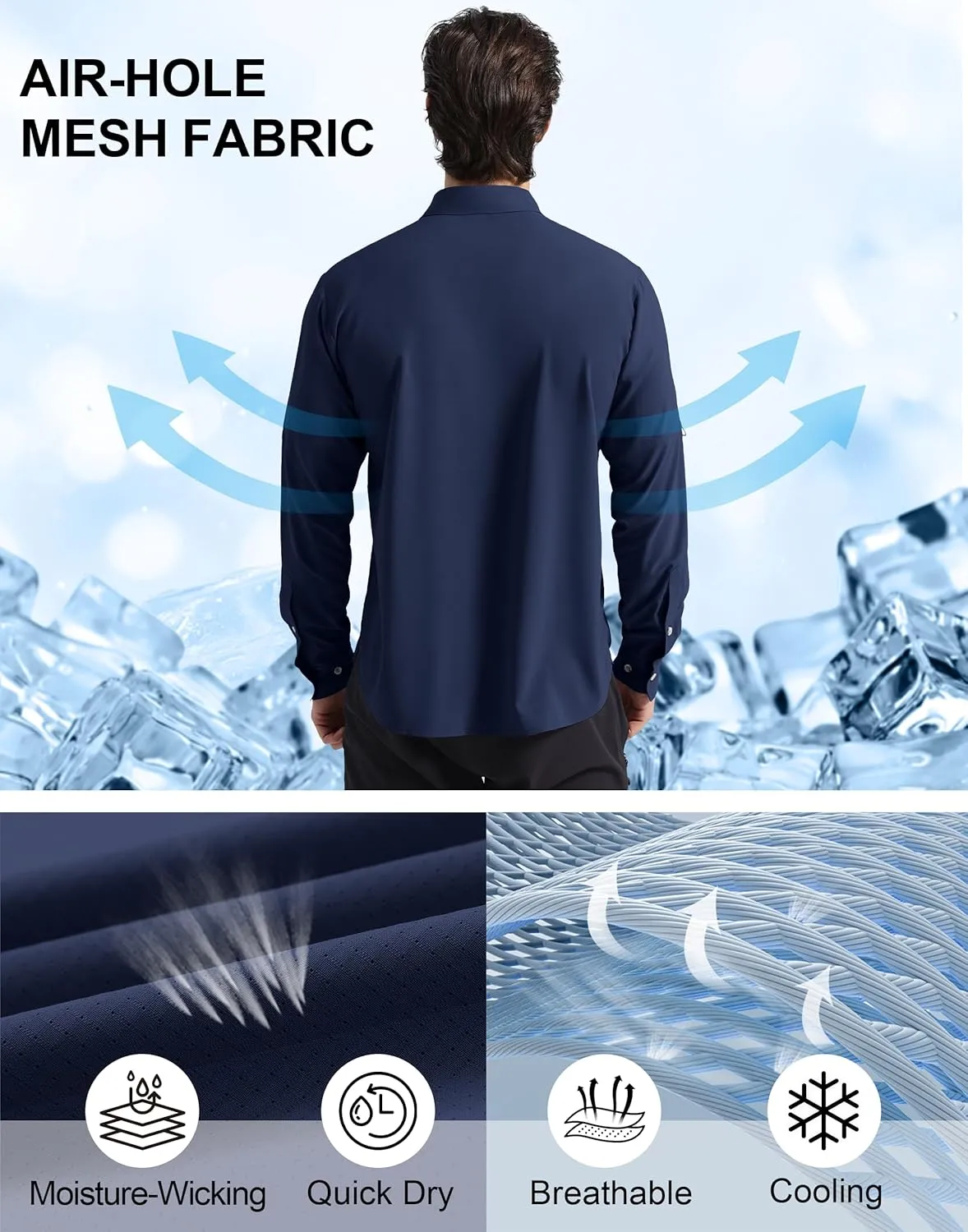 Pioneer Camp Men's Fishing Shirts Long Sleeve UPF50  Sun Protection UV Button Down Shirts Quick Dry Cooling for Hiking Safari