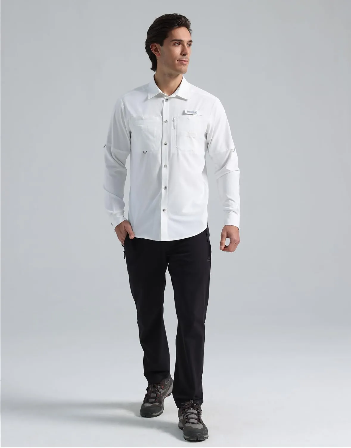 Pioneer Camp Men's Fishing Shirts Long Sleeve UPF50  Sun Protection UV Button Down Shirts Quick Dry Cooling for Hiking Safari