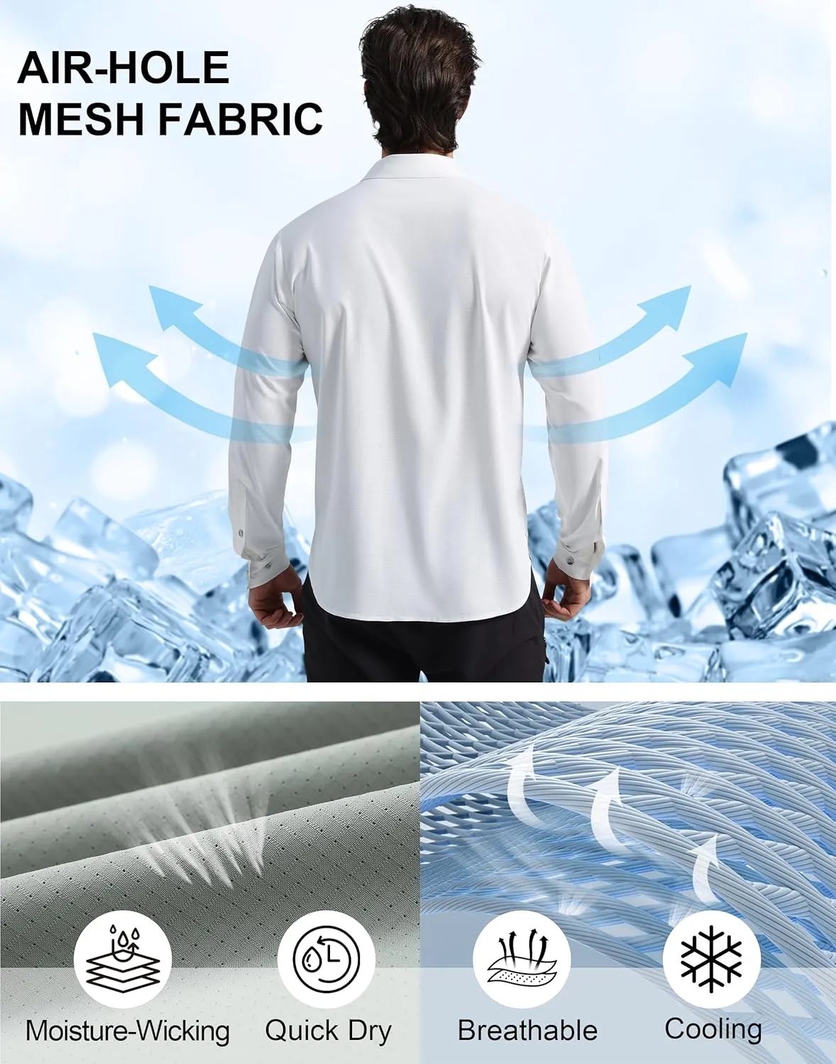 Pioneer Camp Men's Fishing Shirts Long Sleeve UPF50  Sun Protection UV Button Down Shirts Quick Dry Cooling for Hiking Safari