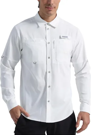Pioneer Camp Men's Fishing Shirts Long Sleeve UPF50  Sun Protection UV Button Down Shirts Quick Dry Cooling for Hiking Safari