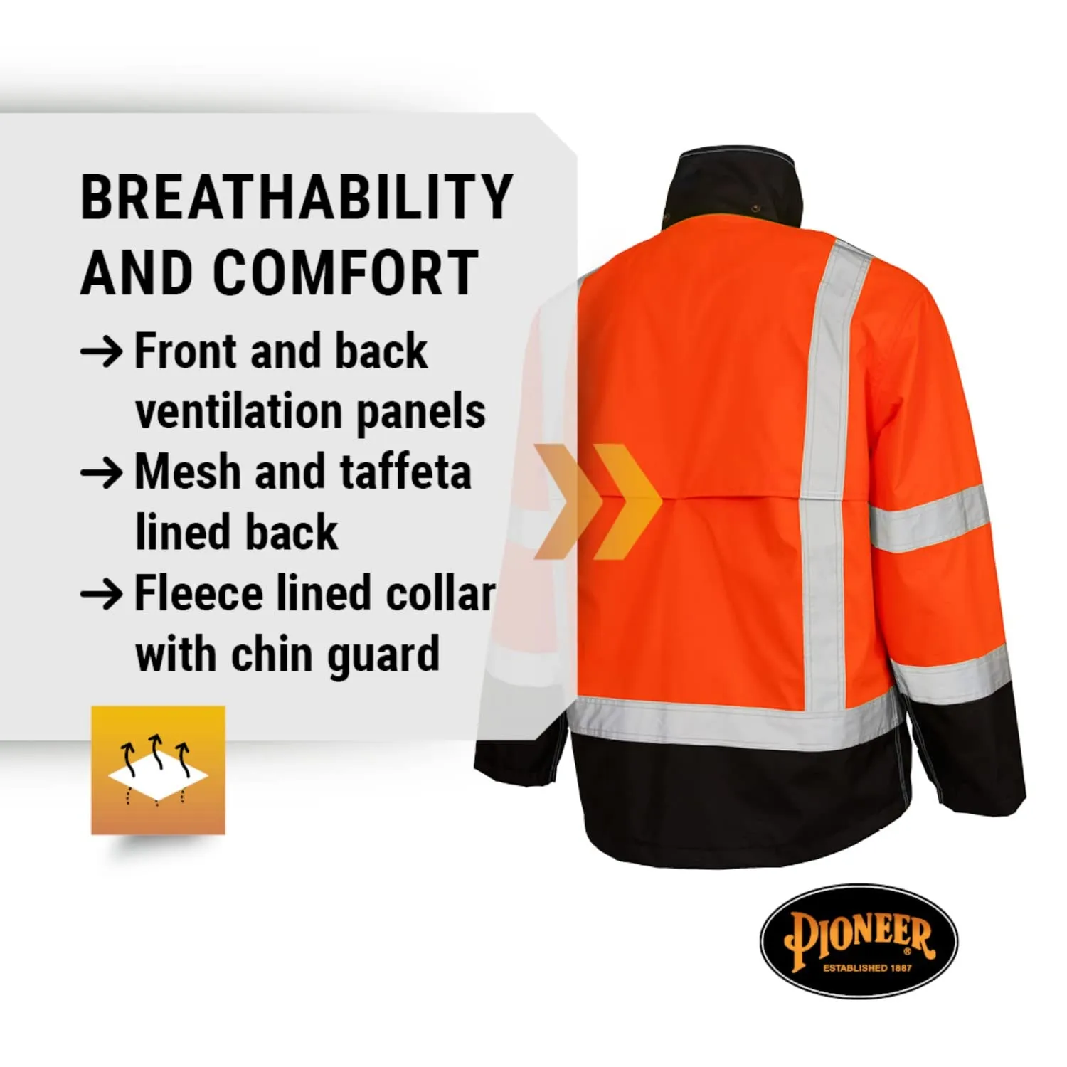 Pioneer Ripstop High Visibility Rain Gear Safety Jacket – Hi Vis, Waterproof, Reflective, Work Coat for Men, Orange, Yellow/Green