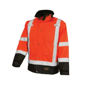 Pioneer Ripstop High Visibility Rain Gear Safety Jacket – Hi Vis, Waterproof, Reflective, Work Coat for Men, Orange, Yellow/Green