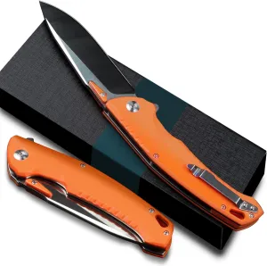 Pocket Folding Knife for EDC, 4.1" D2 Steel Blade Everyday Carry Folding Knife with Clip, G10 Handle for Camping, Fishing, Hiking, Outdoor Activities Home Improvement (orange)
