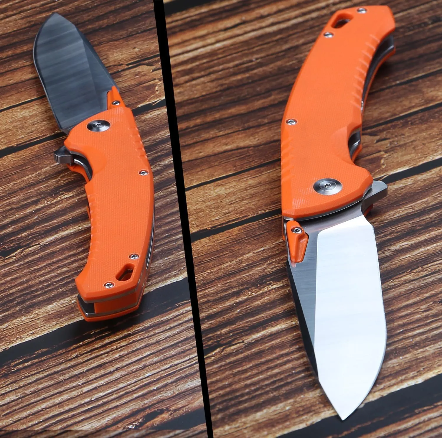 Pocket Folding Knife for EDC, 4.1" D2 Steel Blade Everyday Carry Folding Knife with Clip, G10 Handle for Camping, Fishing, Hiking, Outdoor Activities Home Improvement (orange)