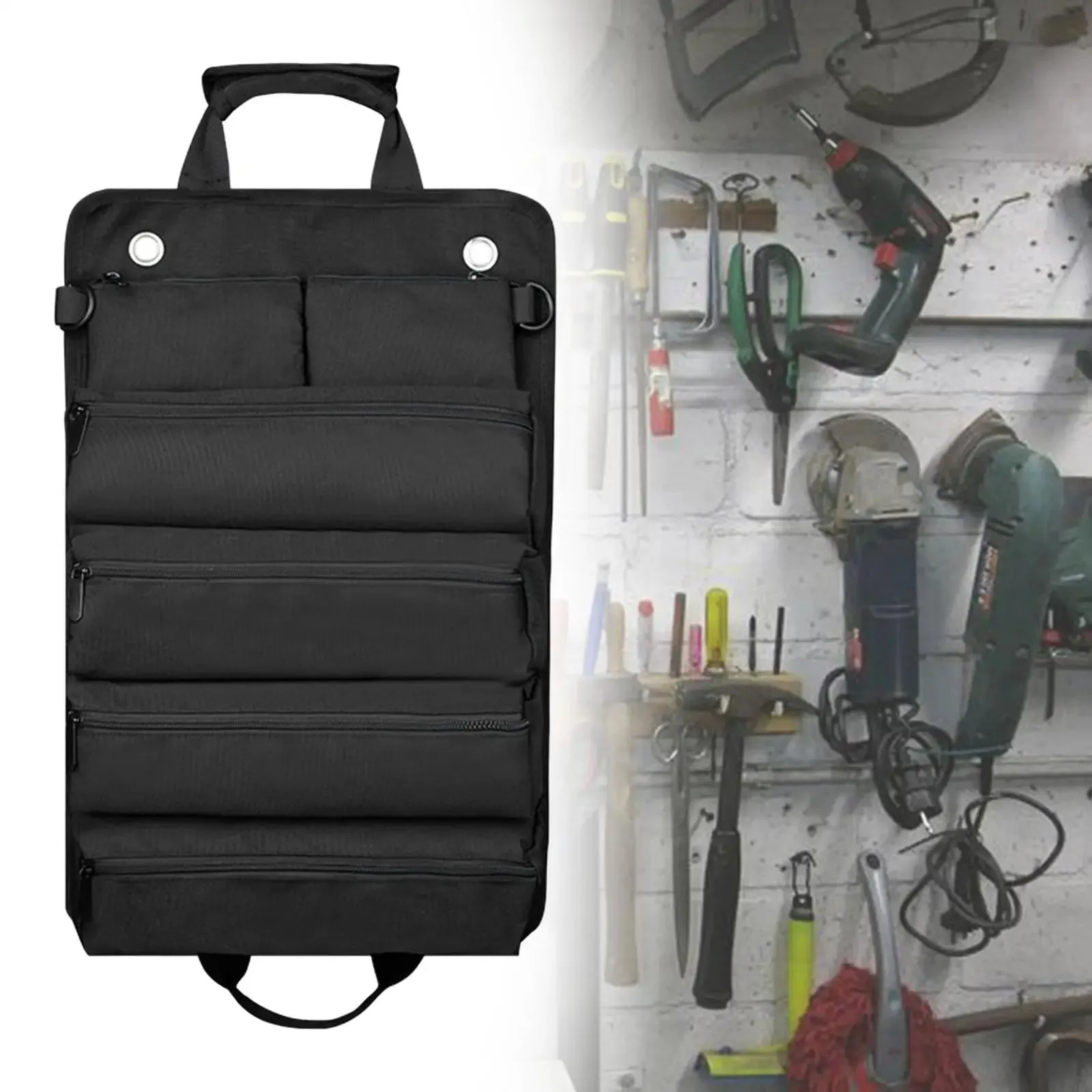 Portable Roll-up Large Capacity Storage Bag with 6 Tool Pouches